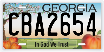 GA license plate CBA2654
