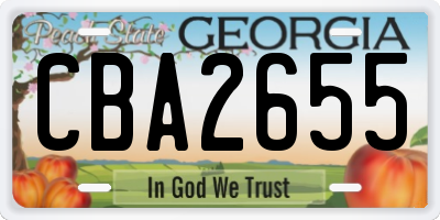 GA license plate CBA2655
