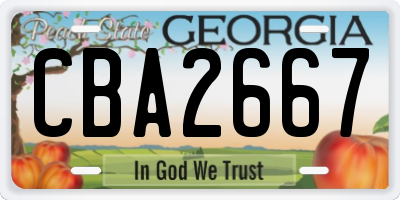 GA license plate CBA2667