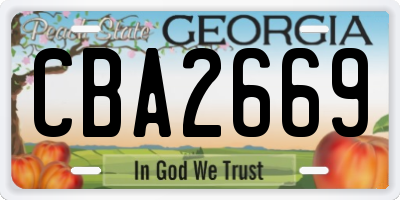 GA license plate CBA2669