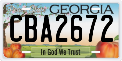 GA license plate CBA2672