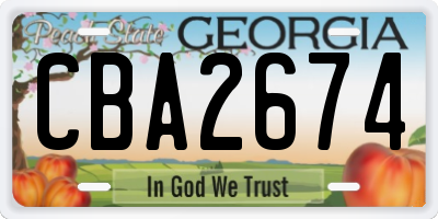 GA license plate CBA2674