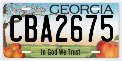 GA license plate CBA2675
