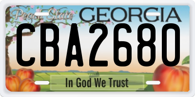 GA license plate CBA2680