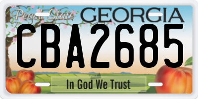 GA license plate CBA2685