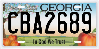 GA license plate CBA2689
