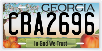 GA license plate CBA2696
