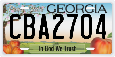 GA license plate CBA2704