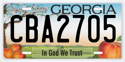 GA license plate CBA2705