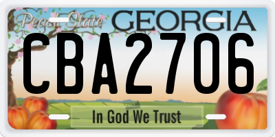 GA license plate CBA2706
