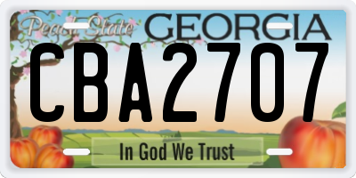 GA license plate CBA2707