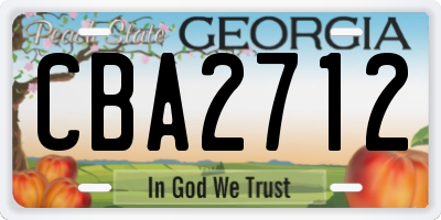 GA license plate CBA2712