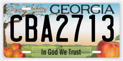 GA license plate CBA2713
