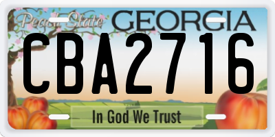 GA license plate CBA2716