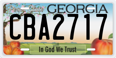 GA license plate CBA2717