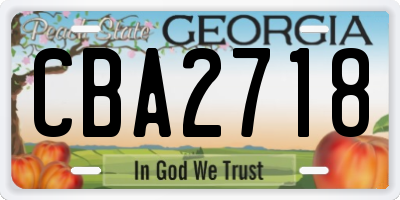 GA license plate CBA2718