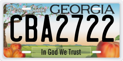 GA license plate CBA2722