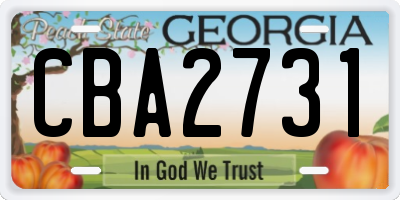 GA license plate CBA2731