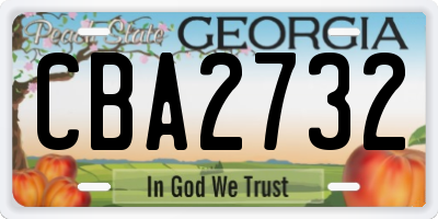 GA license plate CBA2732