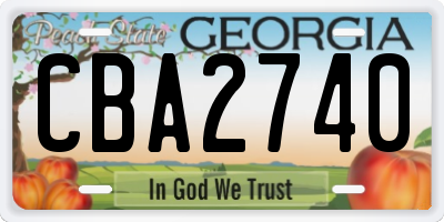GA license plate CBA2740