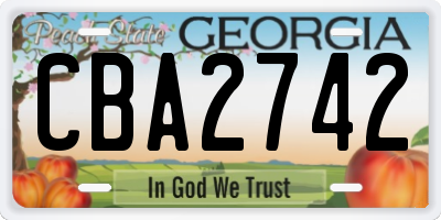 GA license plate CBA2742