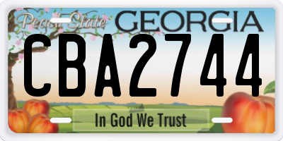 GA license plate CBA2744