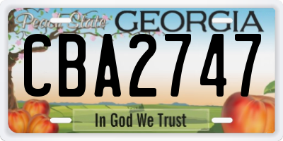 GA license plate CBA2747