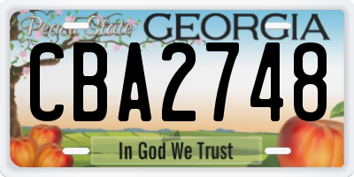 GA license plate CBA2748