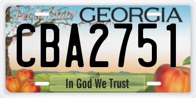 GA license plate CBA2751