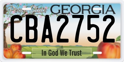 GA license plate CBA2752