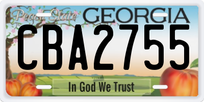 GA license plate CBA2755