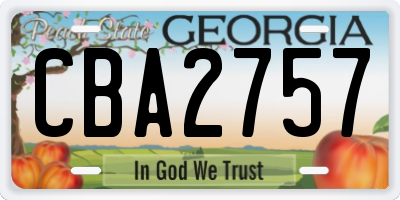 GA license plate CBA2757