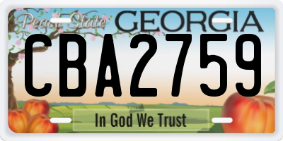 GA license plate CBA2759