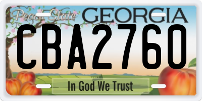 GA license plate CBA2760