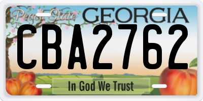 GA license plate CBA2762