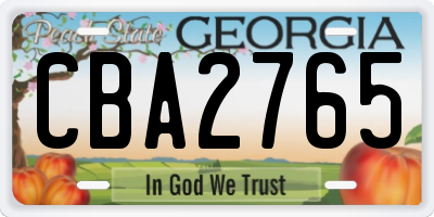 GA license plate CBA2765