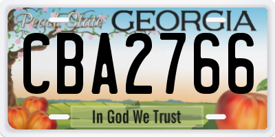 GA license plate CBA2766