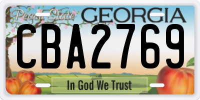 GA license plate CBA2769