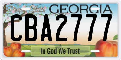 GA license plate CBA2777