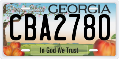GA license plate CBA2780