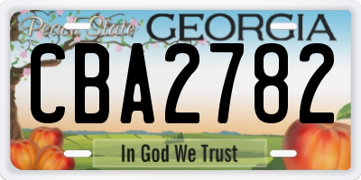 GA license plate CBA2782
