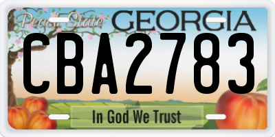GA license plate CBA2783