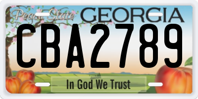 GA license plate CBA2789