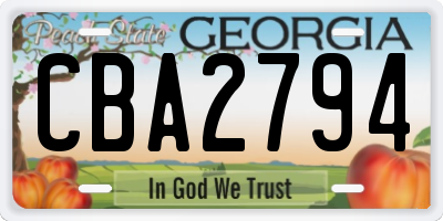 GA license plate CBA2794