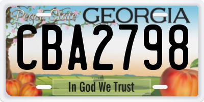 GA license plate CBA2798