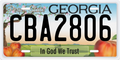 GA license plate CBA2806