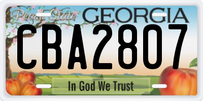 GA license plate CBA2807