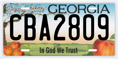 GA license plate CBA2809
