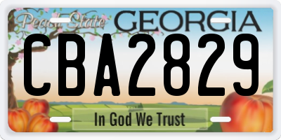 GA license plate CBA2829