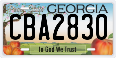 GA license plate CBA2830